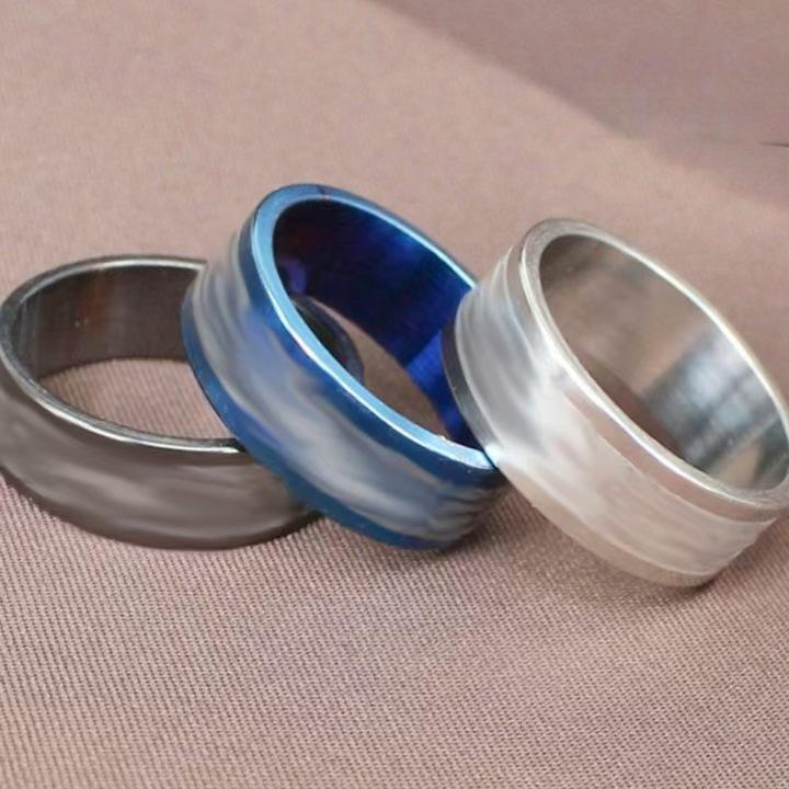 Hollowed Copper Coin Stainless Steel Ring for Attracting Wealth and Good Luck