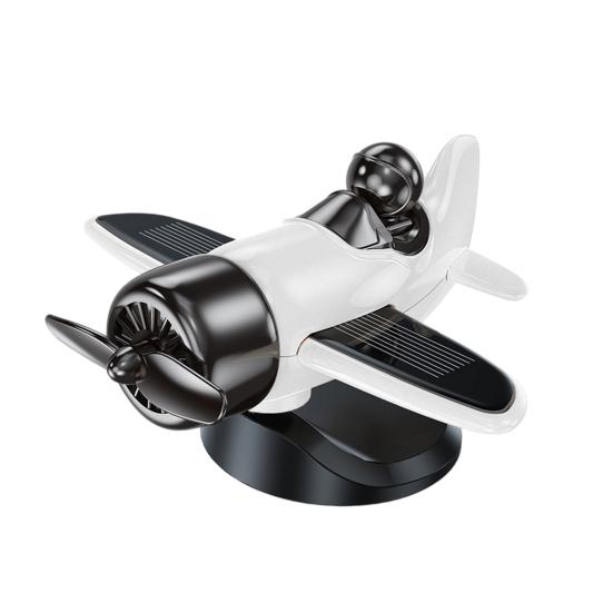 Solar Airplane Car Ornament Multifunctional Solar Powered 360-Degree Rotating Car Dashboard Airplane Ornament