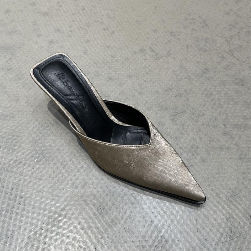 Fashion SUOJIALUN 2024 Spring New Women Slipper Fashion Pointed To Shallow Slip On Mules Shoes Thin High Heel Ladies Elegant Sandals