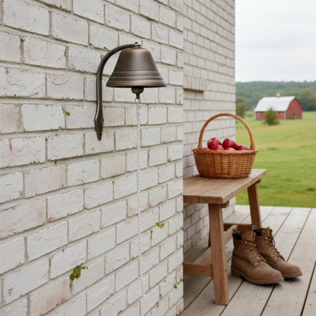 Wall-Mounted Bell with Pull Cord Antique Bronze for Entryway, Porch, Shop Owners