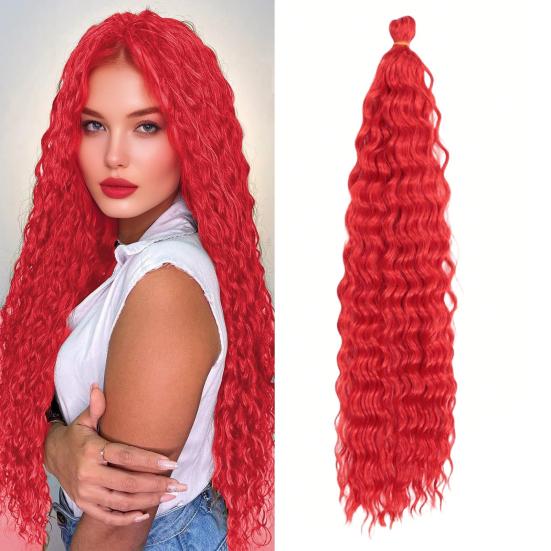 Women Long Curly Hair Bundles Natural Looking Fluffy Crochet Boho Braids Braiding Hair Deep Wave Synthetic Ponytail Hair Extension