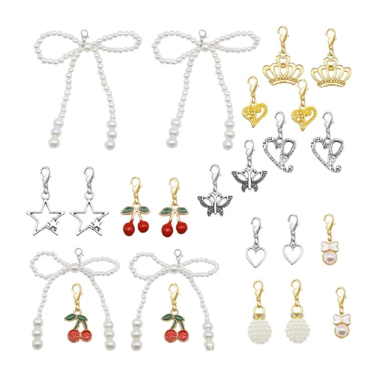 

24Pcs Fashionable Boot And Bag Embellishments With Delicate Round Bead And Ribbon Features 1