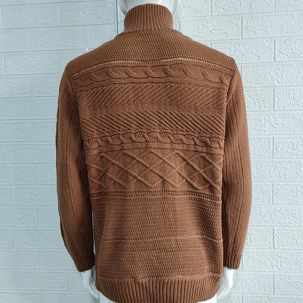 2025 Autumn/Winter Men's Thick High-Neck Leather Buckle Knitted Sweater
