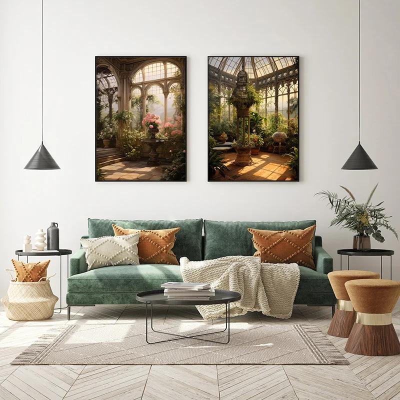 Renaissance Greenhouse Art Plant Garden Classic Retro Poster Canvas Paintings Wall Art Pictures Home Decor