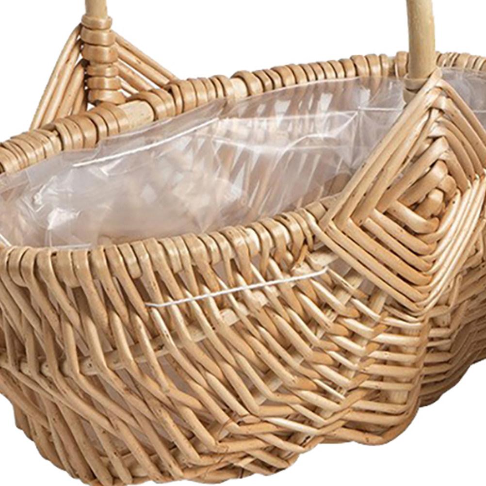 1 Stück Handgestrickter Holzgewebter Korb Natürlicher Aufbewahrungs-Organizer Obst Brot Gemüse Snackkorb Ostereier Heim-Dekoration