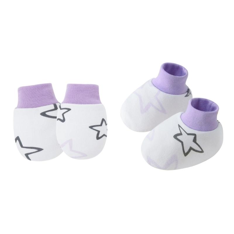 Set of 1 Infant Cotton Mittens Anti Scratch Hand Cover Soft Breathable Warm Gloves & Socks for 0-6M Boys Girls