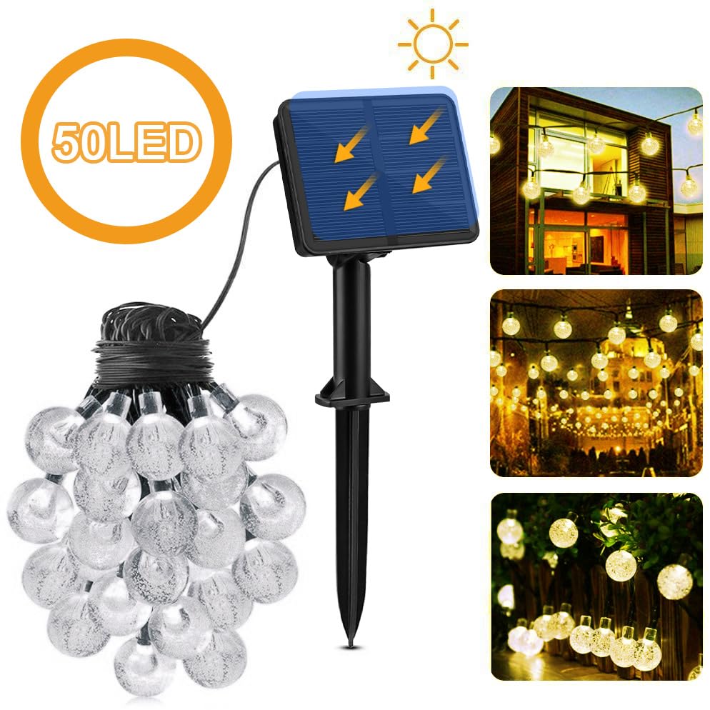 cshare Solar LED String 50 IP65 8 Automatic Nighttime Camping Garland Suitable for New School and Solar Panel Decorative Lights Lights, Bulbs, 7M,