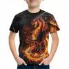 Kinder T-Shirt 3D Drachen Grafik T-Shirt Kinder Oberteil 2-10J Jungen Kleidung Mode cooler Stil Kurzarm T-Shirt für einen Jungen