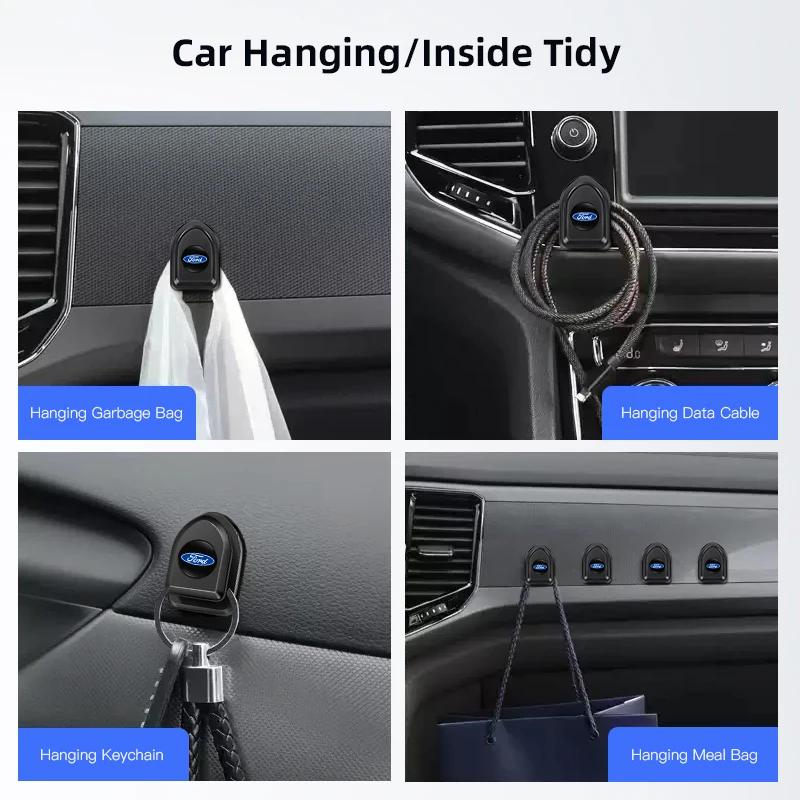 New 2026 Car Sticker Mini Car Hooks Fixing Clips Phone Data Line Organizer Auto Interior Accessories For Ford S MAX Ranger Focus