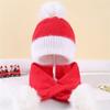 Crochet Knitted Warm Hat Christmas Baby Beanie Bonnet Hat with Hairball and Neck Scarf Set for Infant Girls Boys 0-3Year