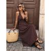New Polka Dot Halter V Neck Sexy Retro Vacation Style Long Dress for Crossborder Women