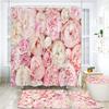 Tulip Flowers Bathroom Curtains Floral Fabric Shower Curtain Set Bath Mats Rugs Toilet Lid Cover Anti-Skid Carpet Home Decor