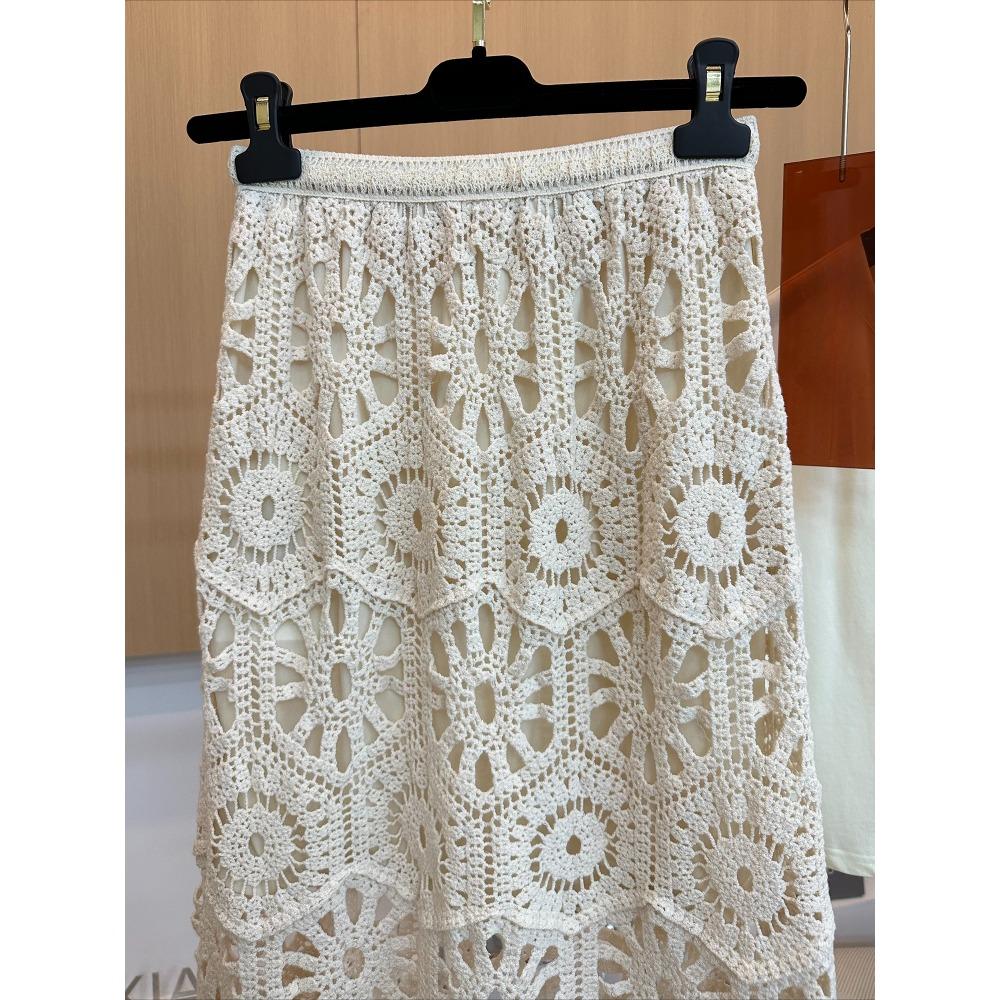 Dimanaf 2025 New Skirt Women Knitting Lace Solid Hollow Out Sexy Hollow Summer Style Loose Basic