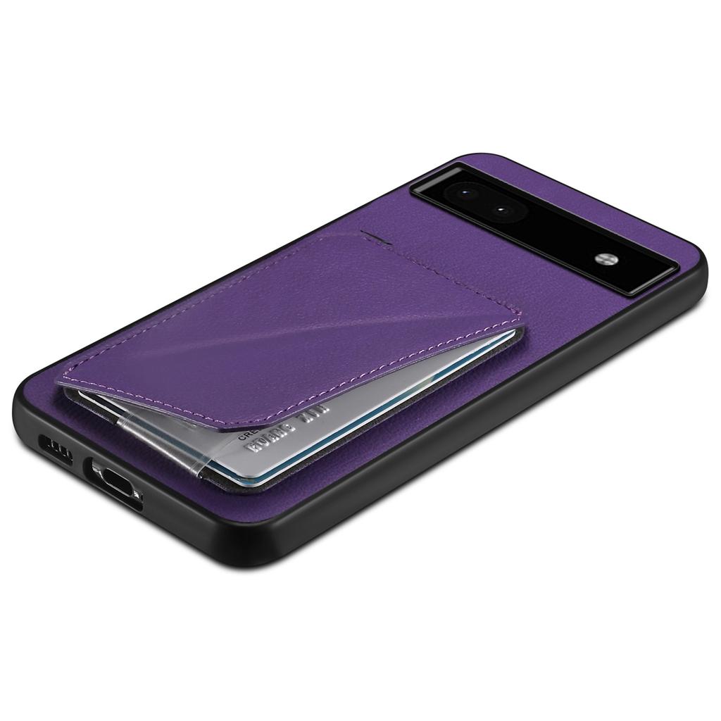 For Google Pixel 6a Case Kickstand Leather+PC+TPU Cell Phone Case with Card Holder