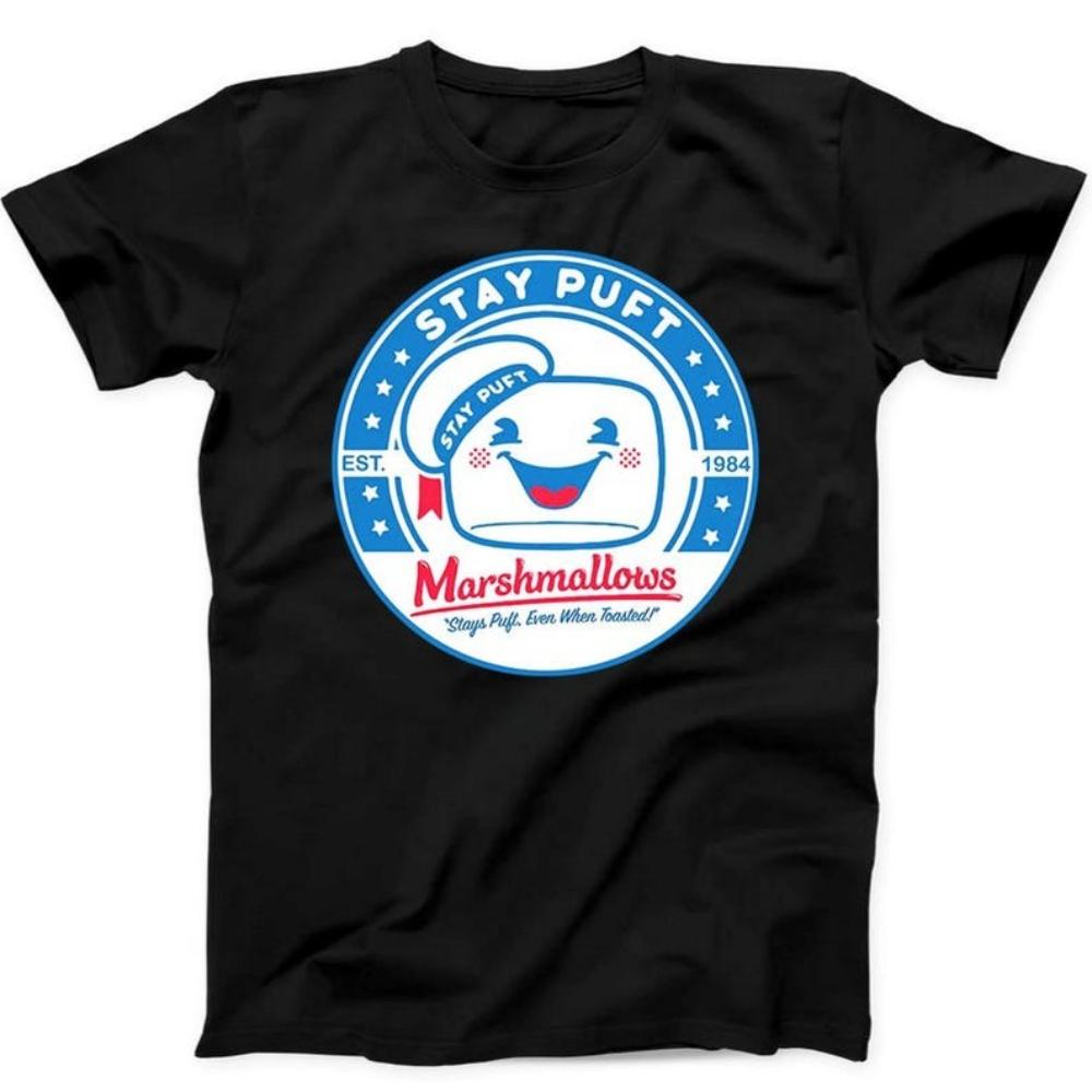 Stay Puft Ghostbusters 80s Cult Film Marshmellow Funny Gift Black Graphic T Shirts Woman Man Christmas Cotton Tshirt S