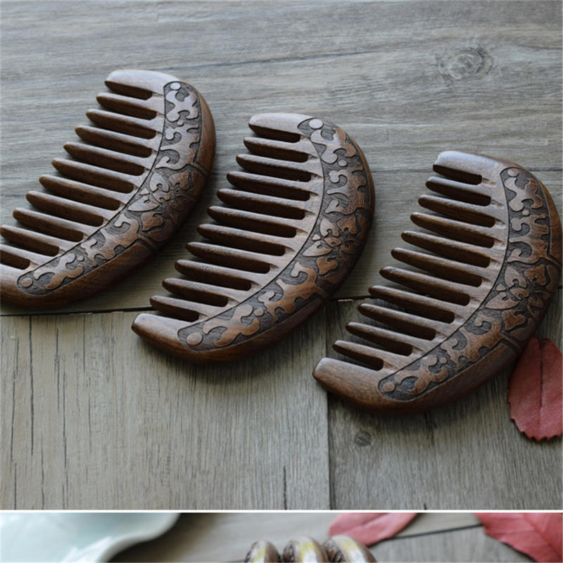 Women Vintage Hair Comb Double-sided Carved Sandalwood Comb Massage Health Care Comb Convenient High Quality Hair Care Tools