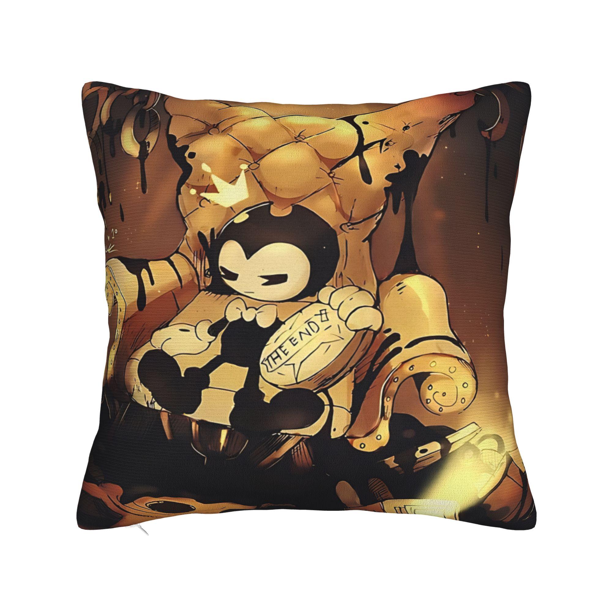 Bendy and the Dark Revival Квадратные Наволочки Полиэстер Сиденье Игра Мультфильм Чехол для Подушки Милый Декоративный Чехол для Подушки 45*45 12x12Inch