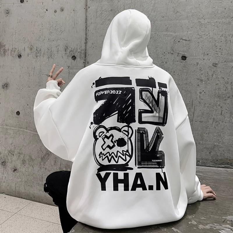 Herren Trendy Amerikanisches Übergroßes Kapuzensweatshirt - Herbst/Winter Samtmantel