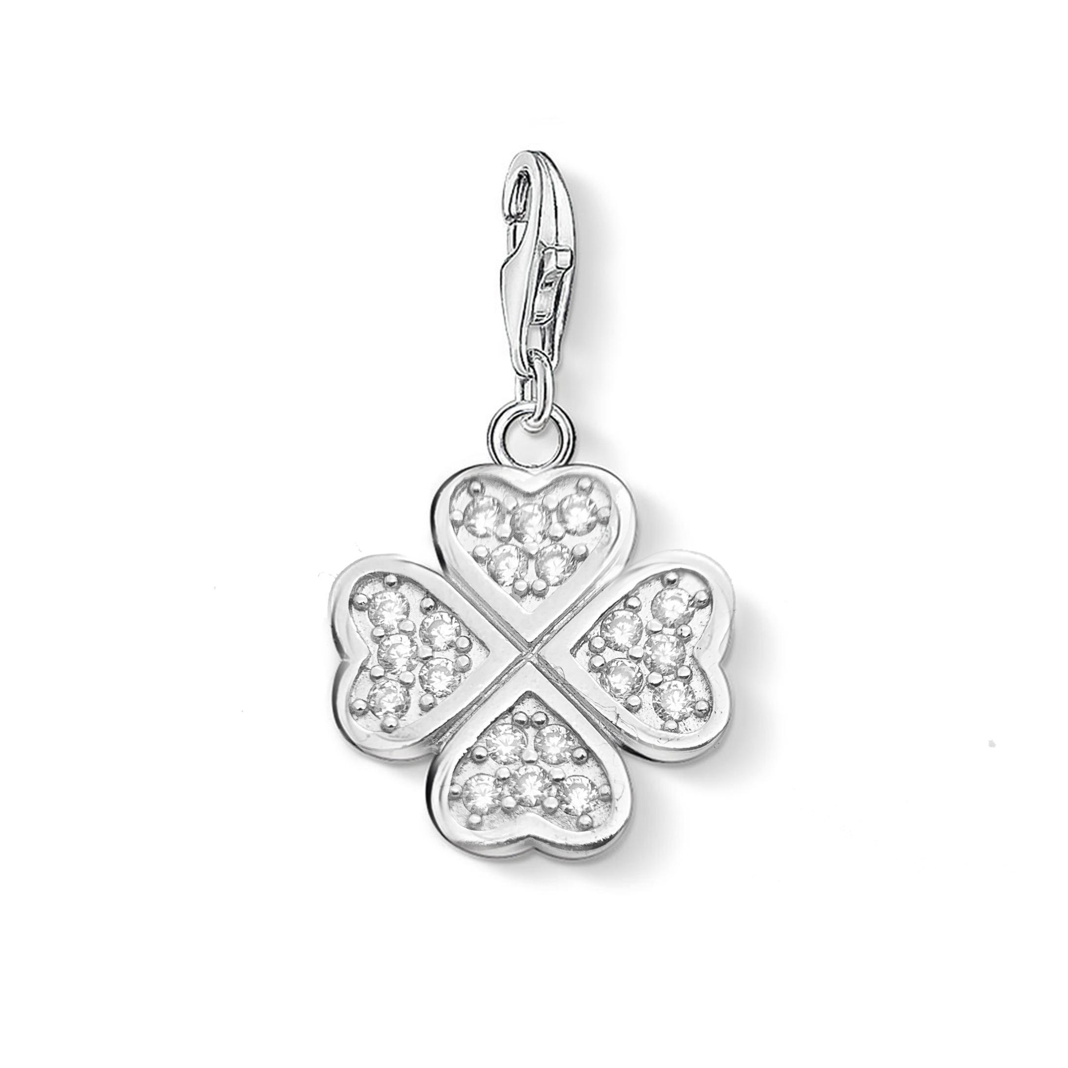 

Pure 925 Silver Cloverleaf Pave Pendant Charm For Women Men New Fashion Lucky Jewelry