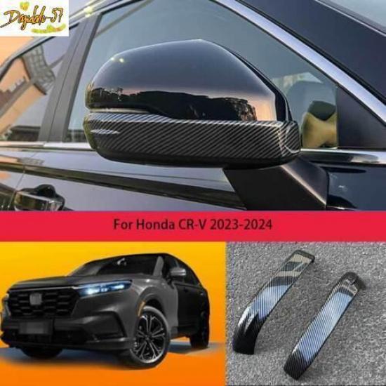 Carbon Fiber Exterior Rear View Mirror Strip Trim For Honda CRV CR-V -2024