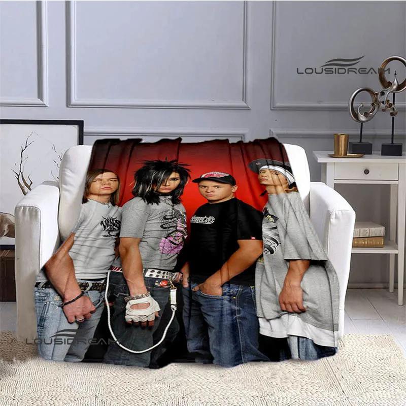 Coperta stampata retrò della band Tokio Hotel, coperta calda in flanella morbida e confortevole, biancheria da letto per casa, viaggio, regalo di compleanno