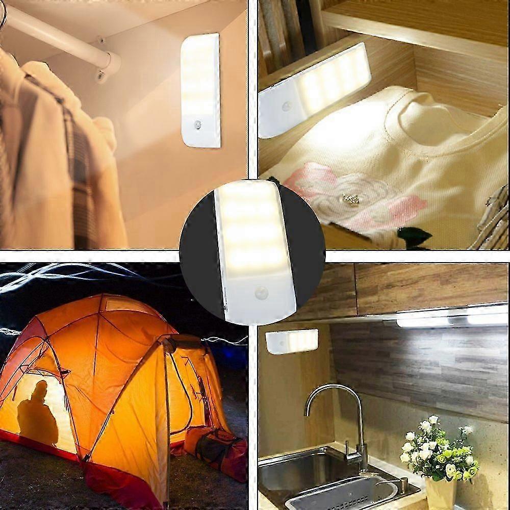 Automatic LED [Pack of 2], 12 LED USB Rechargeable Closet Night Light White 120X38X17mm