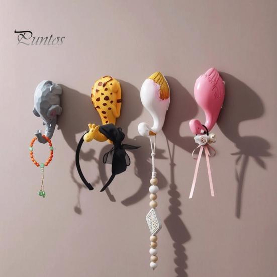Cute Home Decor Hooks Animal Wall Hook, Flamingos/Giraffes/Swans/Elephants Shape Hanger, Self Adhesive Flamingo Coat Resin Decorative Hook for