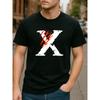 European Sizes Flame-torn Letter X Trendy Street Style Fashion T-shirt | Men'S Lightweight Round-neck Short-sleeved Shirt