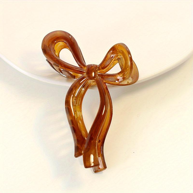 

1 шт. Персонализированная заколка-краб для волос с большим бантом в стиле Инстаграм, женская заколка-ложка для затылка, заколка-акула для волос для женщин коричневый