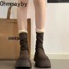 Autumn Winter Slim Women Ankle Boots Female Platform Thick Bottom Short Booties  De Mujer