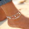 Double Layer Pearl 8-Shape Anklet Handmade Beaded Adjustable Foot Chain Elegant Jewelry For Women Wedding Party Gift Summer Fashion Accessories