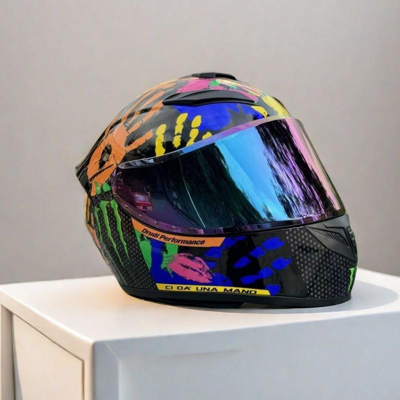 New Locomotive Motorcycle Men's and Women's 3c Full Helmet Motorcycle Personalized Handsome Safety Helmet Winter Windshield Helmet