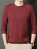 Men's Waffle Knit Long-Sleeve Hoodie - Solid Color Versatile Round Neck T-Shirt for Spring and Autumn