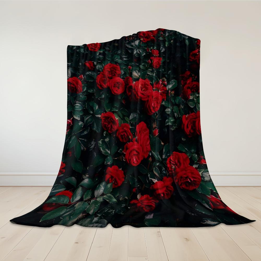 Dunkelrote Rosenlabyrinth Flanelldecke Warm Weich Halloween Weihnachten Sofa Warm Gemütlich Dekoratives Dekor Geschenk für Alle Jahreszeiten