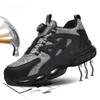 Men Women Work Safety Shoes with Steel Toe Cap and Rotary Buckle Anti-Impact Anti-Piercing Lightweight Tactical Boots