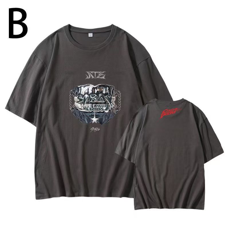 Stray Kids ATE chkchkboom футболка Kpop концерт Мода L серый