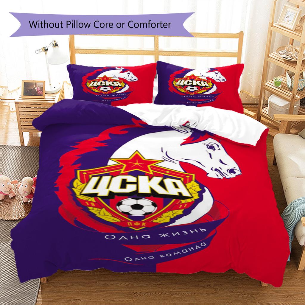 CSKA Moscow Pattern Bedding Set Quilt Cover Pillowcase Home Decor Gift (1 * duvet cover + 2 * pillowcase, without core)