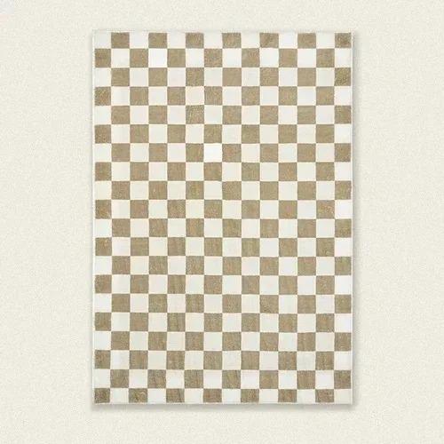 Stylish Retro Checkerboard Cashmere Thickened Non-slip Rug Suitable for Living Room Bedroom, Sofa Bedside Mat Plush Rug