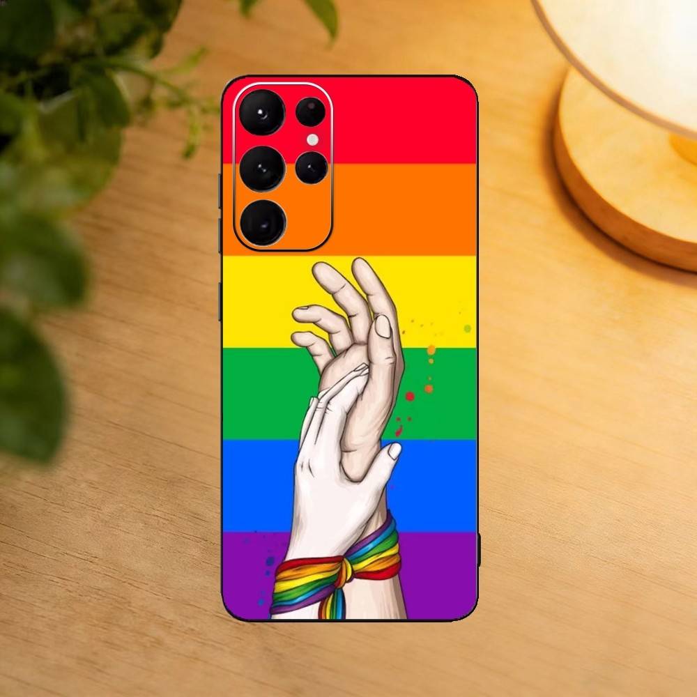 Gay Lesbian LGBT Rainbow Flag Phone Case For Samsung S25,S24,S21,S22,S23,S30,Ultra,S20,Plus,Fe,Lite Black Shell
