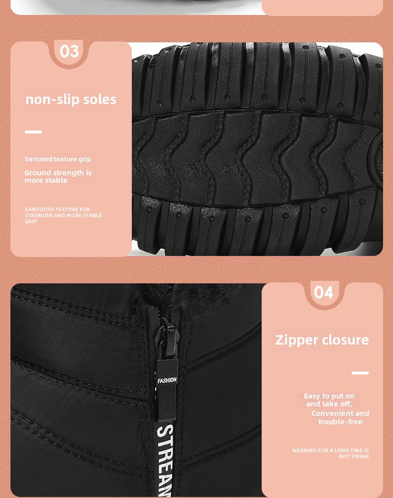 Herren Winter Doppelreißverschluss Wasserdichte Schneestiefel - Warme, Hochgeschnittene, Samtgefütterte Schuhe für Männer mittleren und höheren Alters