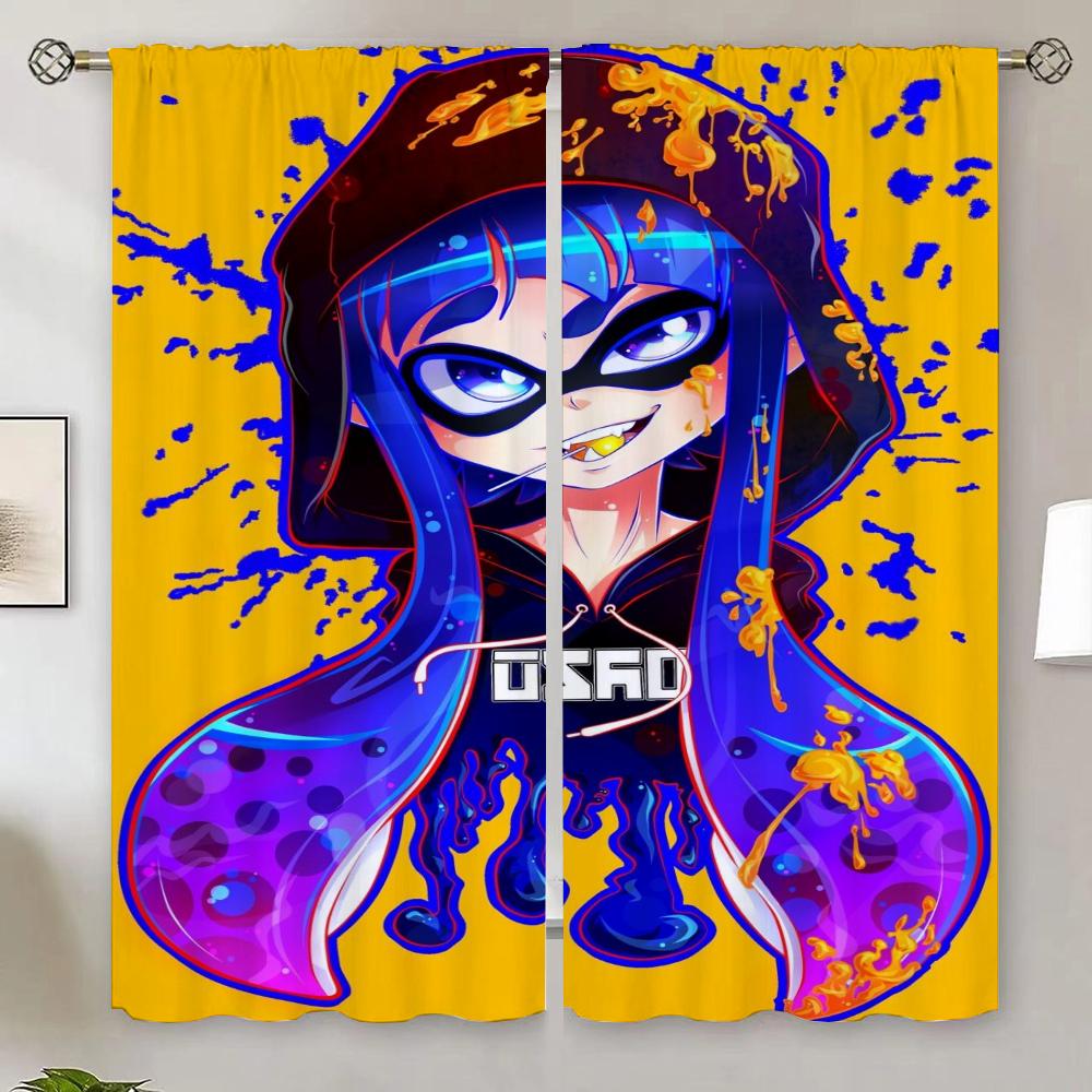Splatoon Küchenvorhänge für Wohnzimmer 2 Elegante Stücke Verdunkelungsvorhang 100% Günstige Dinge mit Kostenlosem Versand für Heimjalousien