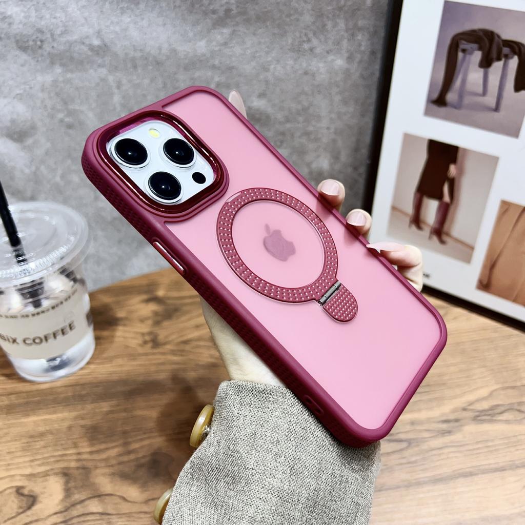 Applicable To IPhone16Promax Mobile Phone Case Magnetic Suction Bracket Apple 15 Anti-fall Cover 14/13 Matte Skin Feeling