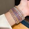Geometric Zircon Square Link Bracelet For Women Elegant Fashion Gift For Her