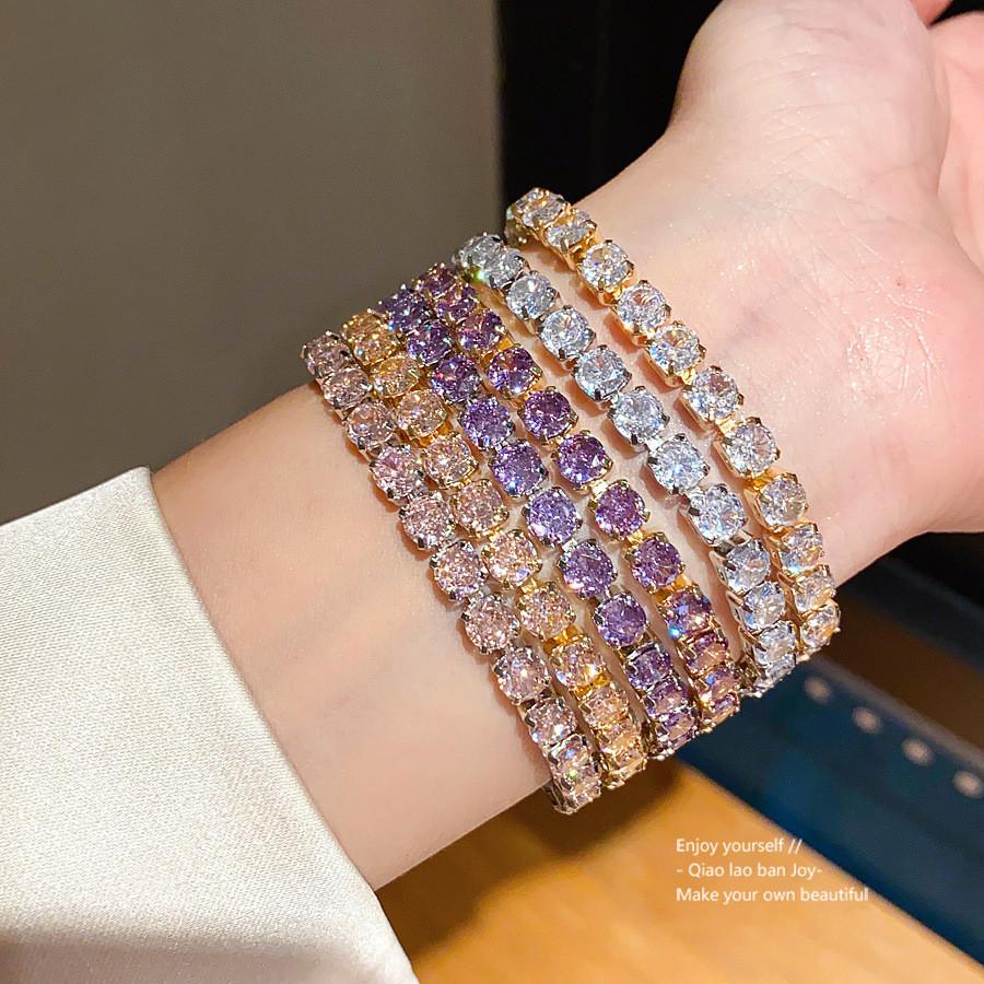 Geometric Zircon Square Link Bracelet For Women Elegant Fashion Gift For Her