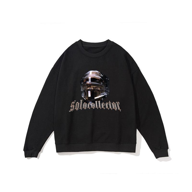 

Новая мужская толстовка с принтом, повседневная, для молодых людей, свободная и стильная, с длинным рукавом, футболка с круглым вырезом XXL чёрный