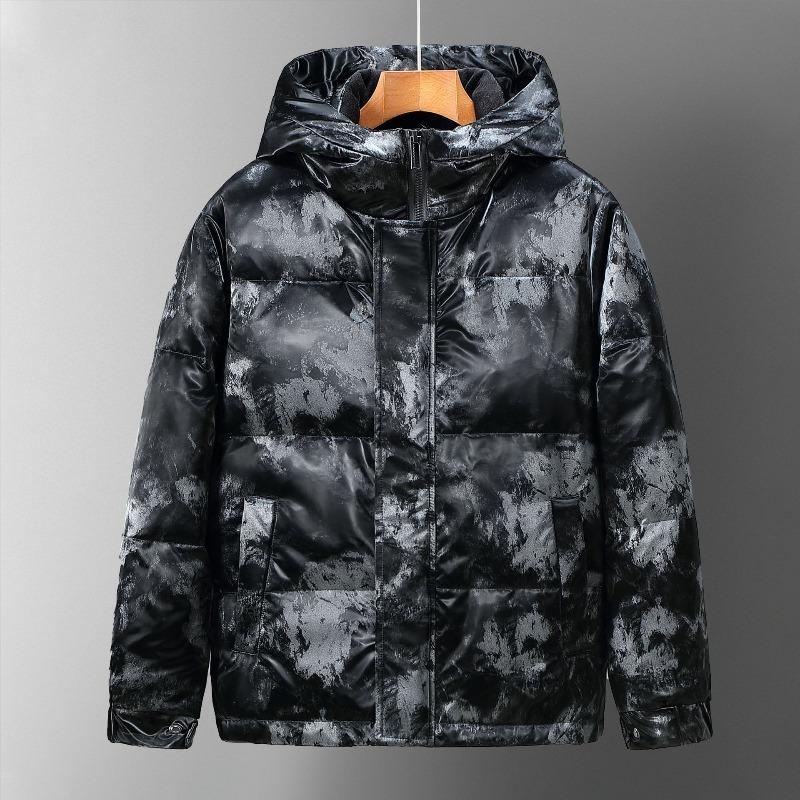 

2025 New Down Jacket Couple Teen Hooded Warm Thickened Down Camouflage Jacket L чорний