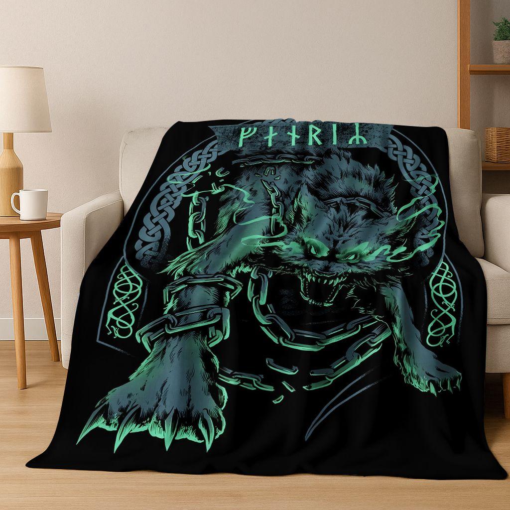 Nordycki Symbol Wojownika Wikingów Valhalla Valknut Runa Koc Flanelowy, Przytulny Miękki Koc Rzutowy do Domu Sypialni Łóżka Pokrowiec na Sofę Prezent