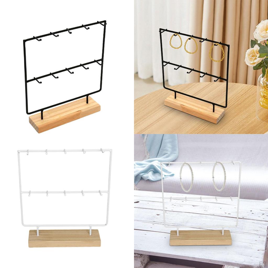 Elegant smykkeoppbevaringsløsning med 10 kroker, øredobbstativ