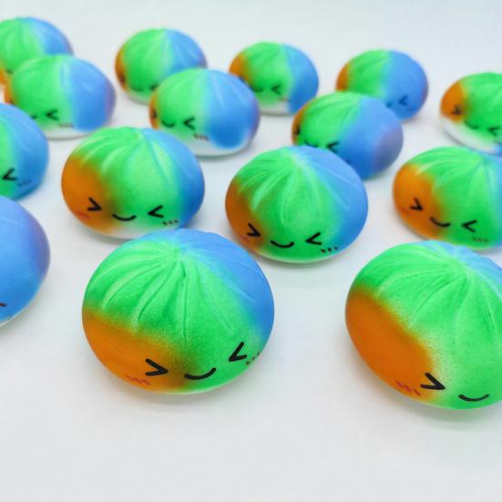 Lachender gedämpfter Teigball Stressball mit Dampfgarer Anti-Angst Mehrfarbig Cartoon-Knödel Quetschspielzeug Weicher simulierter Teigball Fidget Sensorikspielzeug