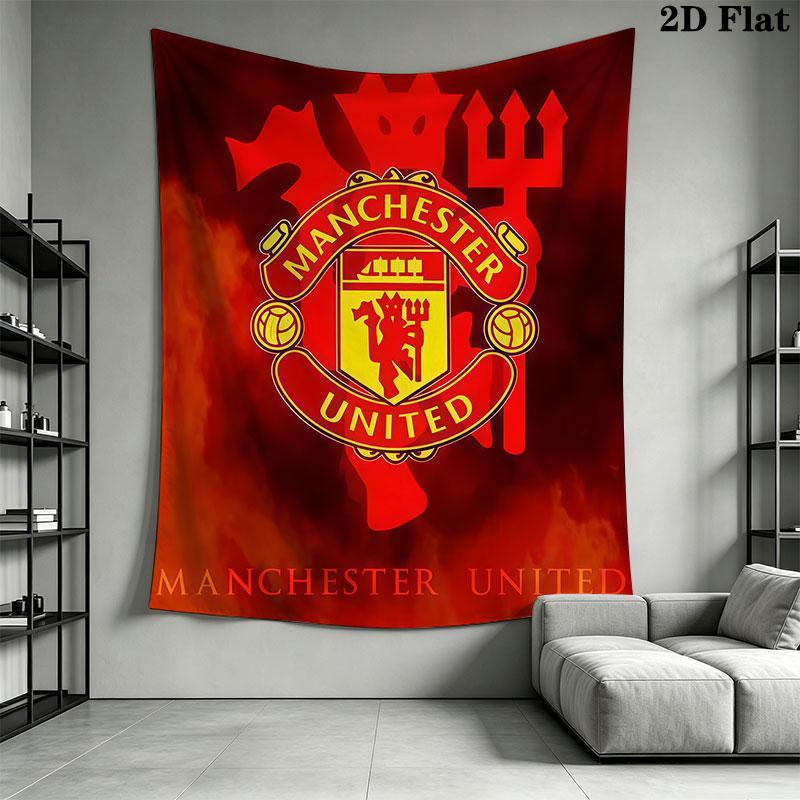 Man Utd M Wall Hanging Printed Fabric Blanket Decorative Tapestries for Bedroom Living Room Home Decor